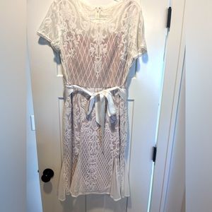 White sequin sheer dress with tan liner.
